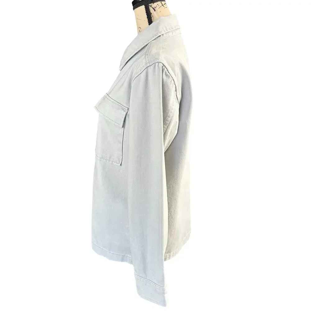 Wonder Nation Twill Jacket Kids Sze XL Light Gray Utility Chest Pockets Full Zip